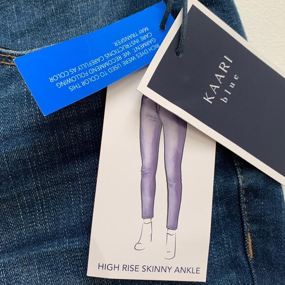 Kaari Blue Jeans Button Fly High Rise Frayed Hem Skinny Ankle Jeans Size 14 NEW - Picture 9 of 14